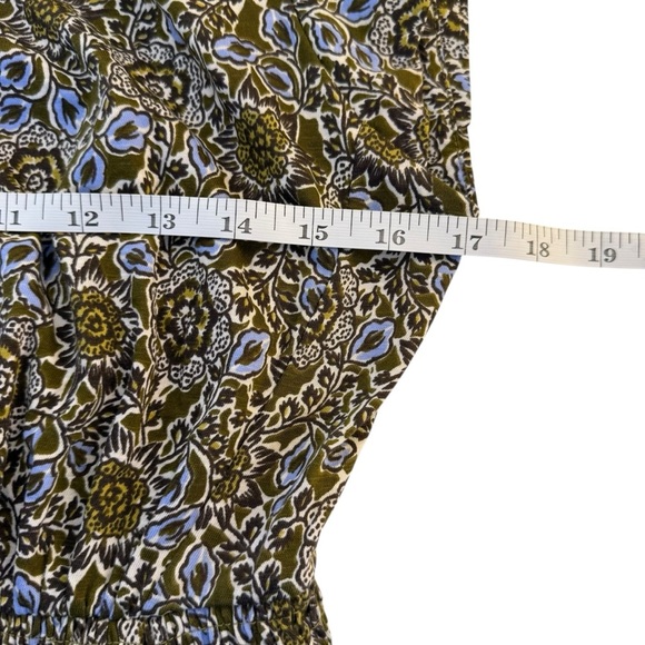 Me + Em Cotton Trailing Lotus Print Midi Dress Size 4 Olive Green Blue Floral - Picture 13 of 16